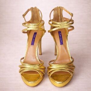 Ralph Lauren Purple Label Gold Strappy Heels